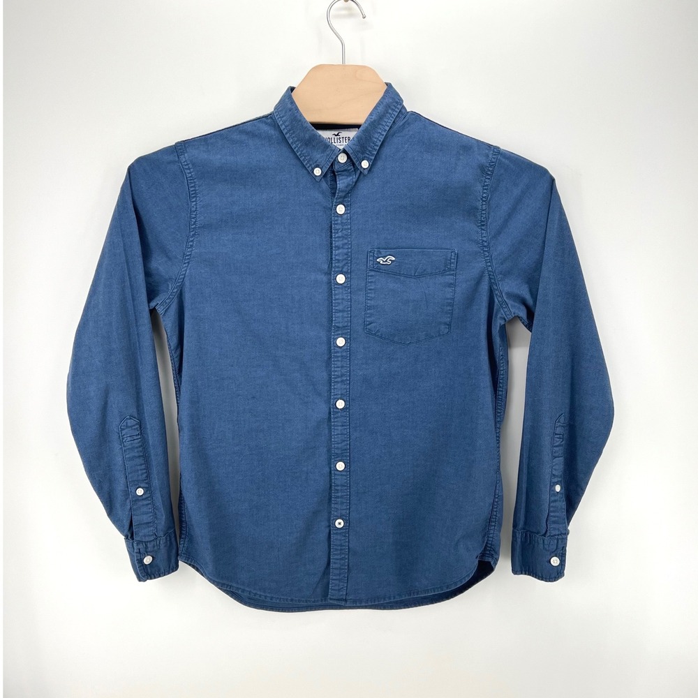 Hollister Epic Flex Stretch Shirt Size M Cotton Blue Casual Preppy Button Down